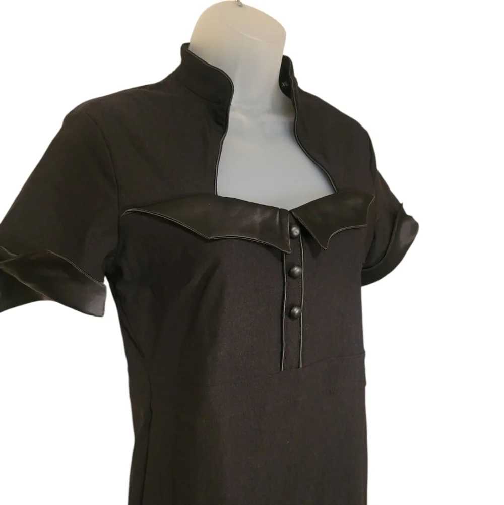 DollsKill Carpe NOCTEM Black Short Sleeve Dress Pointy Collar‎ Witch Fairy XL - Picture 3 of 11